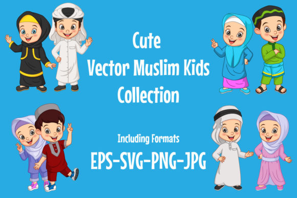 Cartoon Funny Muslim Kids Collection: Graphics & Illustrations Review