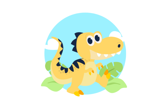Dinosaurus Yellow Cute Funny Happy Art for Graphics and Illustrations