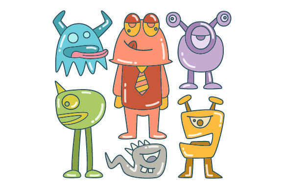Funny Monster Cartoon Character Vector Graphics & Illustrations