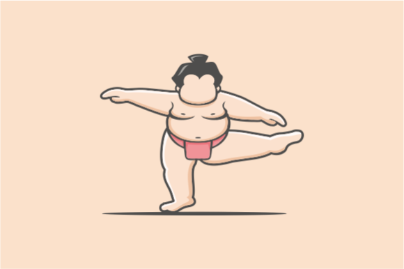Funny Sumo Ballet Logo Style Flat Design