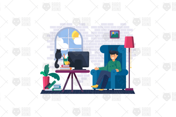 Man Watching Film on Tv in Living Room Embroidery Review