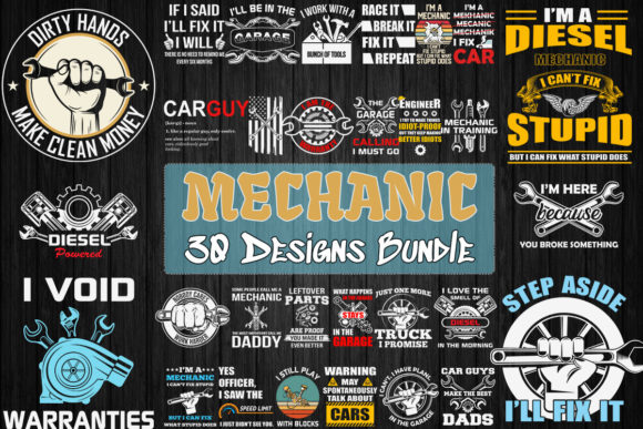 Mechanic Bundle SVG 30 Designs for Graphics and T-Shirt Designs