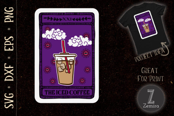 The Iced Coffee Tarot Card Funny Design for Graphics & T-Shirt Designs